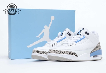 Air Jordan3 UNC White & Blue Elephant Print 40-46