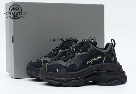 Balenciaga Triple S Allover Logo Black Green(W) SIZE: 35-45